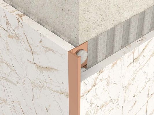 Frontera Bullnose decorativa de acero inoxidable brillante del metal plateado del ajuste de la teja de los 2.5m